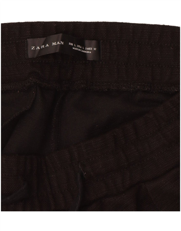Мужские прямые капри Zara W32 L20, черные, полиэстер, большие размеры