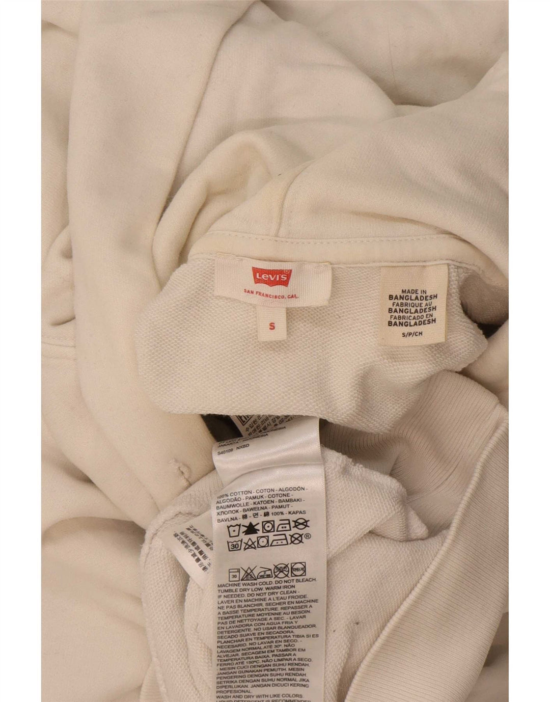 Мужской джемпер с капюшоном Levi's, маленький белый, хлопковый
