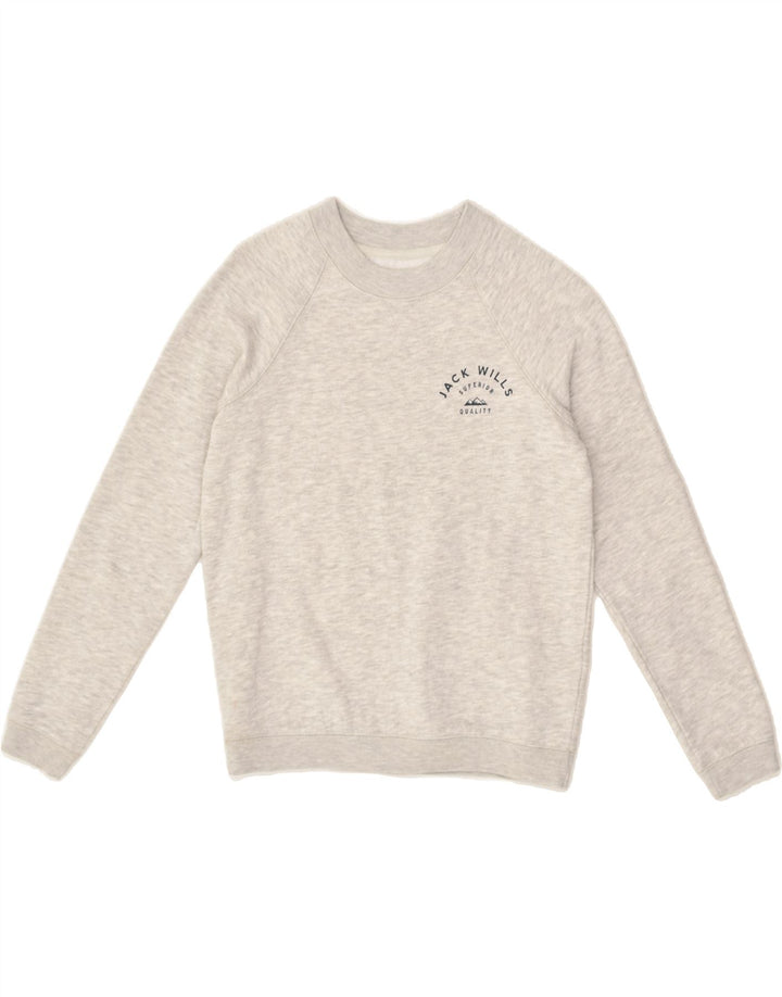 JACK WILLS Womens Sweatshirt Jumper UK 6 XS Grey Cotton | Vintage Jack Wills | Thrift | Second-Hand Jack Wills | Used Clothing | Messina Hembry 