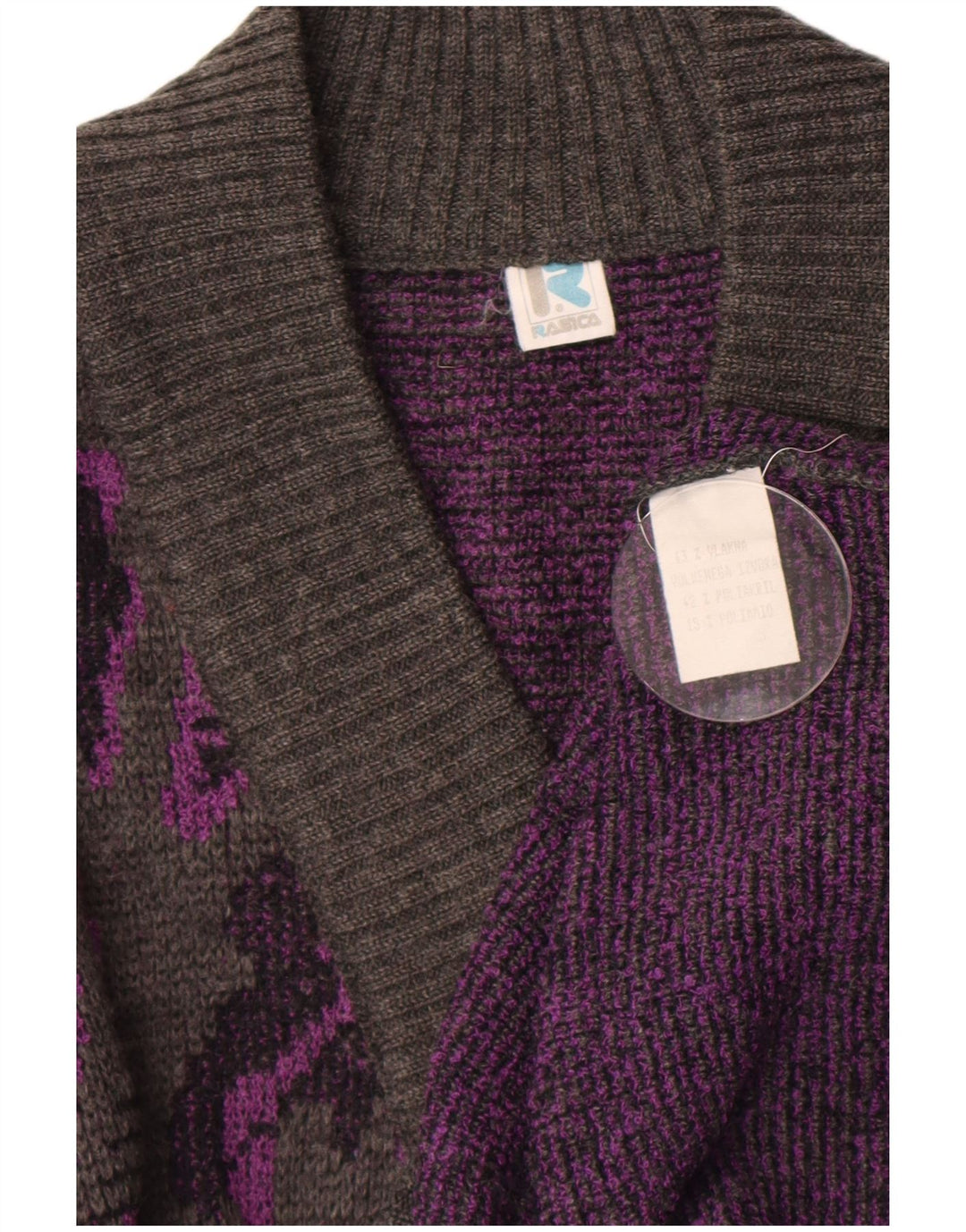 Женский джемпер Rasica с v-образным вырезом и абстрактным узором, Великобритания, 16, большой серый цвет