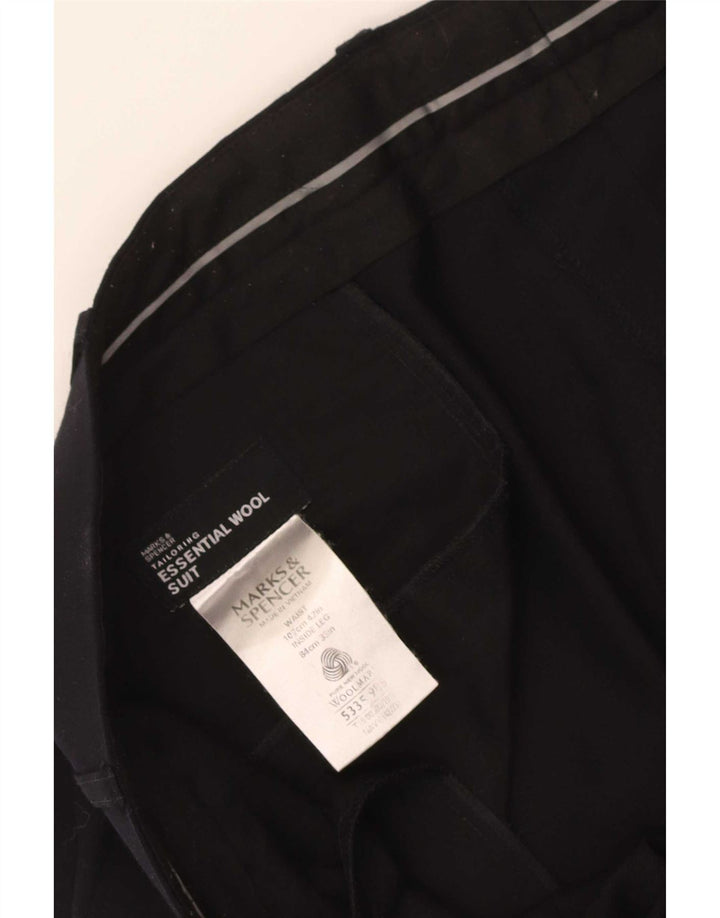Мужские прямые костюмные брюки Marks & Spencer W42 L33 темно-синие, шерсть