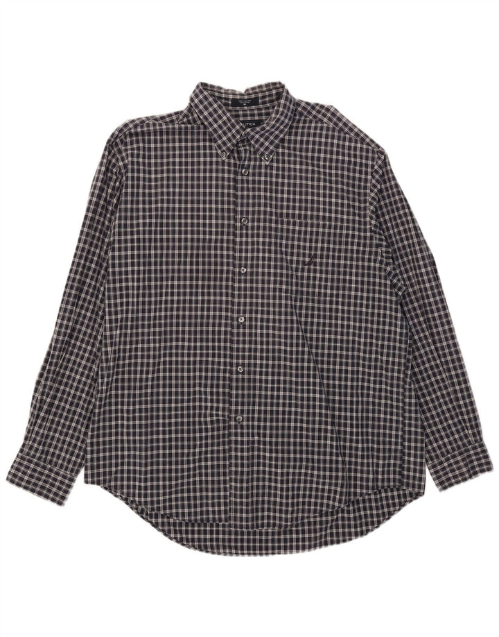 Мужская рубашка Nautica XL, темно-синяя клетка, хлопок