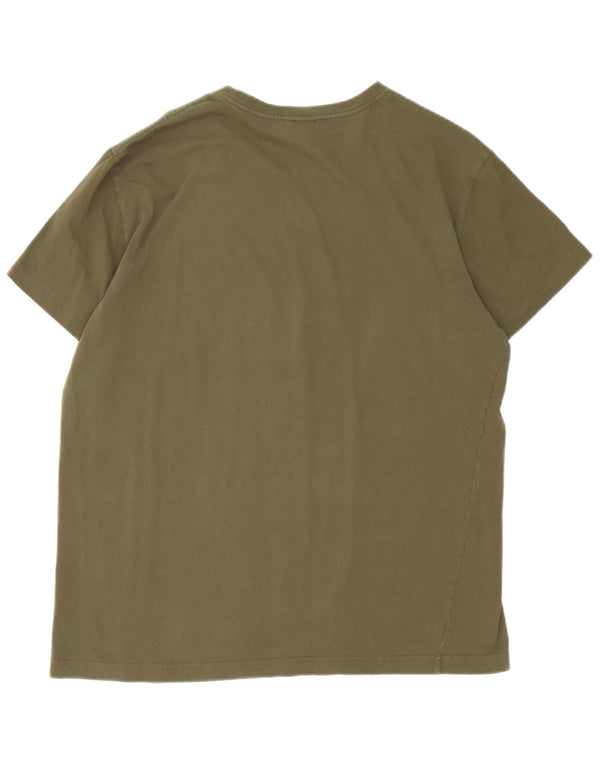 Diesel Mens Graphic T-Shirt Top Large Khaki Cotton