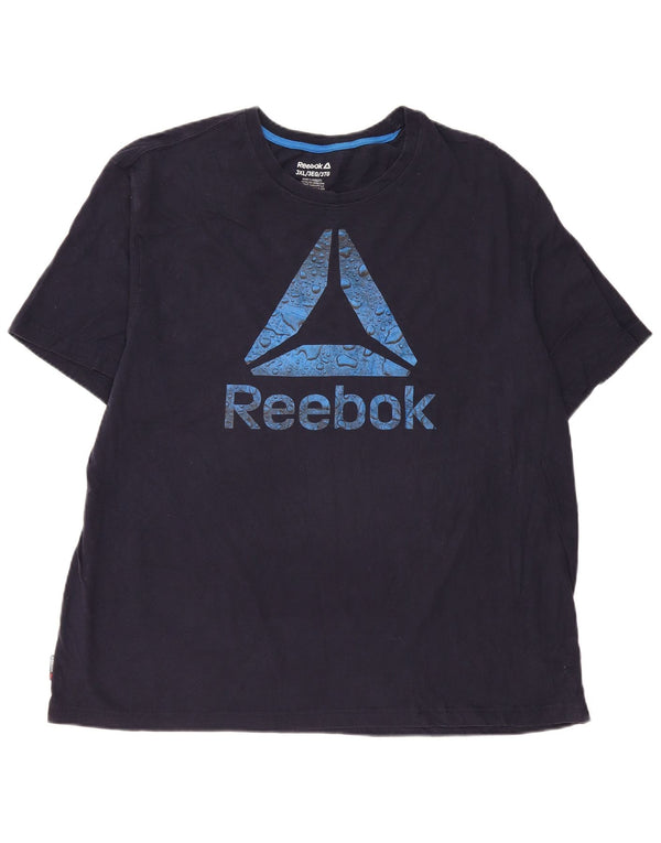 Reebok Мужская футболка с рисунком Top 3XL Темно-синий хлопок