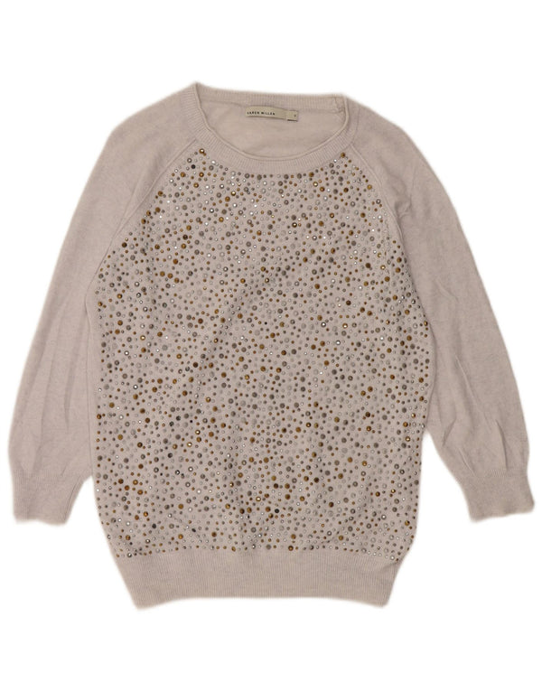 Женский джемпер с вырезом «лодочка» Karen Millen UK 4 XS, серый вискоза в крапинку