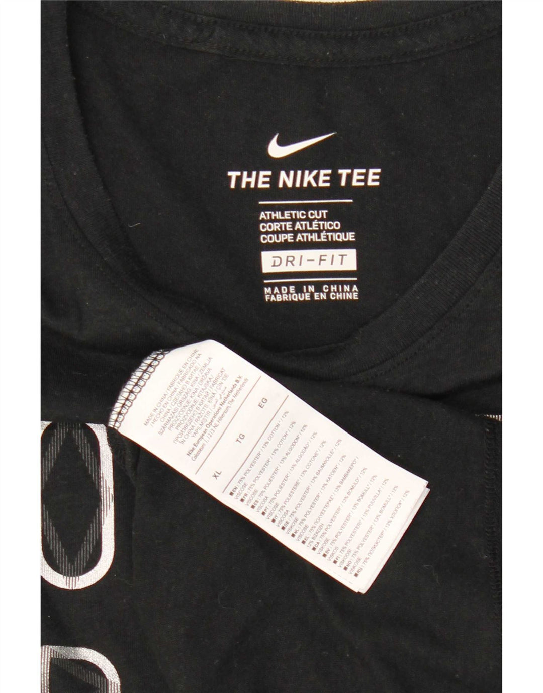 Мужская футболка с рисунком Nike Dri Fit Top XL, черный полиэстер
