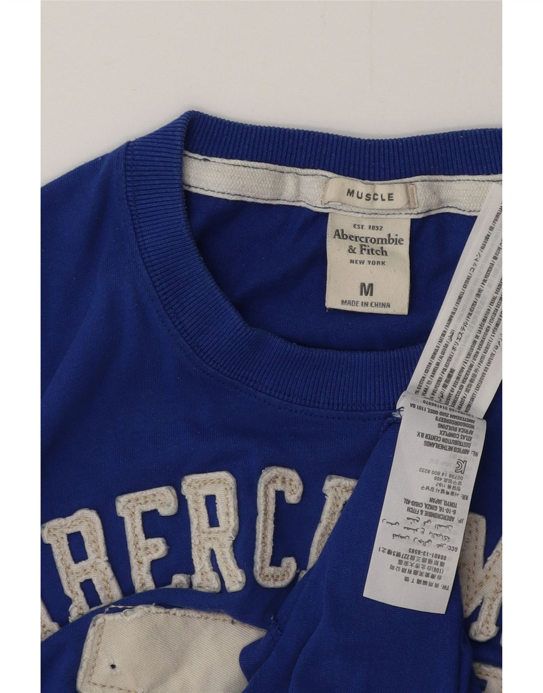 ABERCROMBIE & FITCH Мужская футболка с рисунком Muscle Top Medium Blue Cotton
