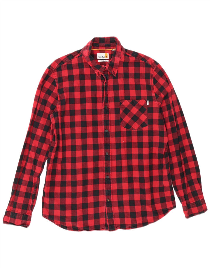 Мужская фланелевая рубашка стандартного кроя Timberland XL из хлопка в красную клетку