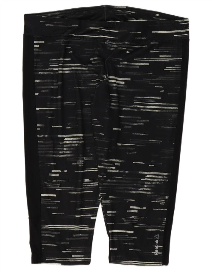 Женские леггинсы-капри Reebok UK 24/26 2XL, полиэстер в черную полоску