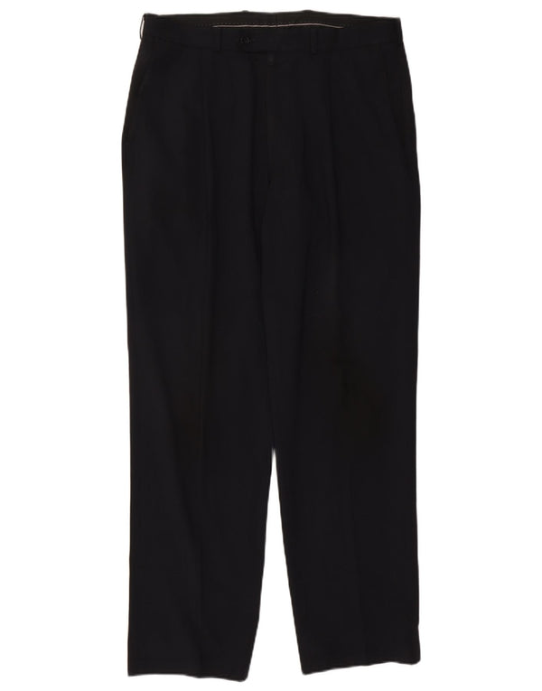 Мужские костюмные брюки Marks & Spencer W34 L31 темно-синие из полиэстера