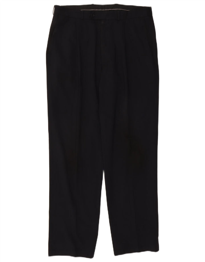 Мужские костюмные брюки Marks & Spencer W34 L31 темно-синие из полиэстера