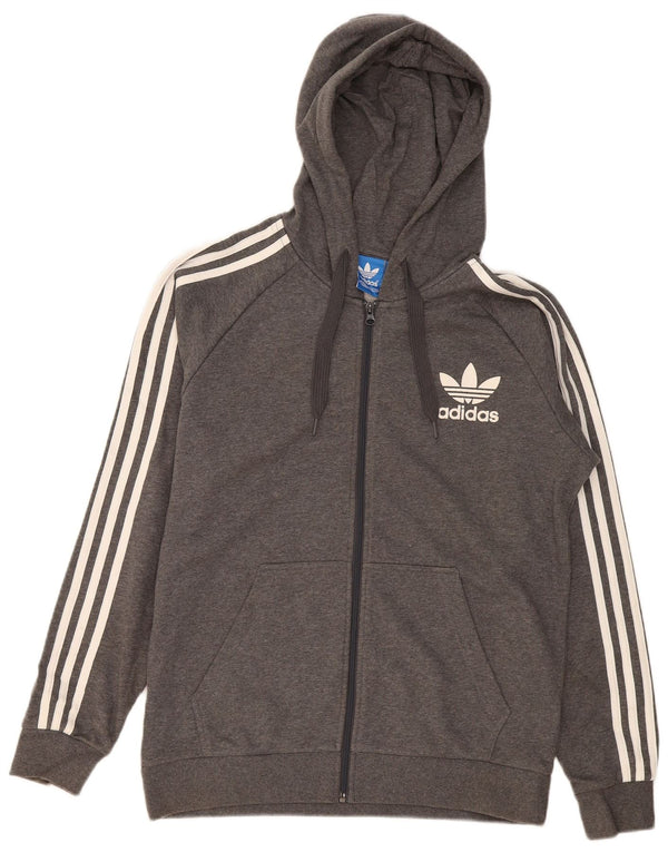 Adidas Мужской свитер с капюшоном на молнии с графическим рисунком, большой серый хлопок