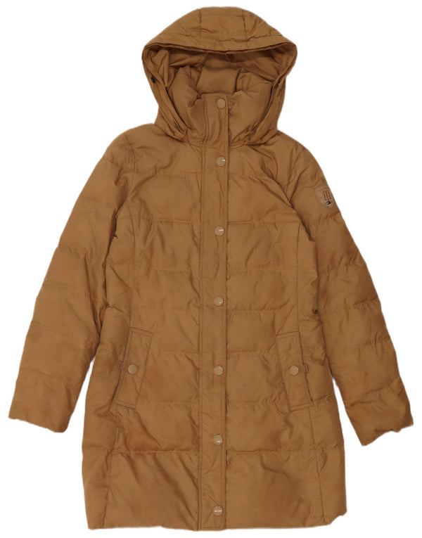Женское стеганое пальто с капюшоном Tommy Hilfiger UK 10, маленький коричневый, полиэстер