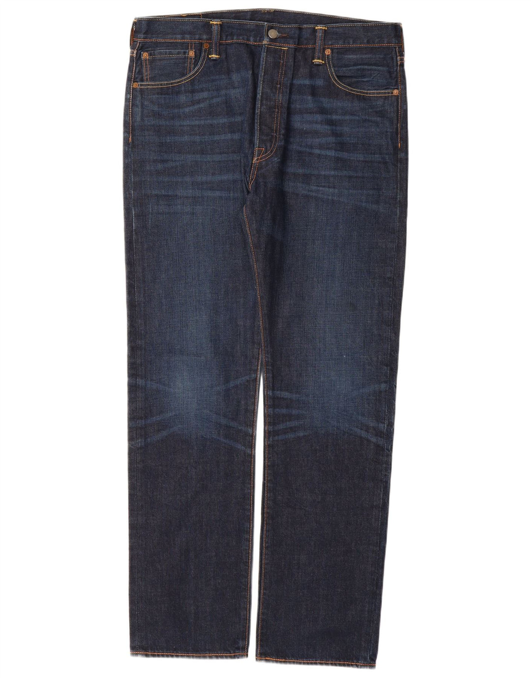 LEVI'S Mens 501 Straight Jeans W36 L34 Navy Blue Cotton