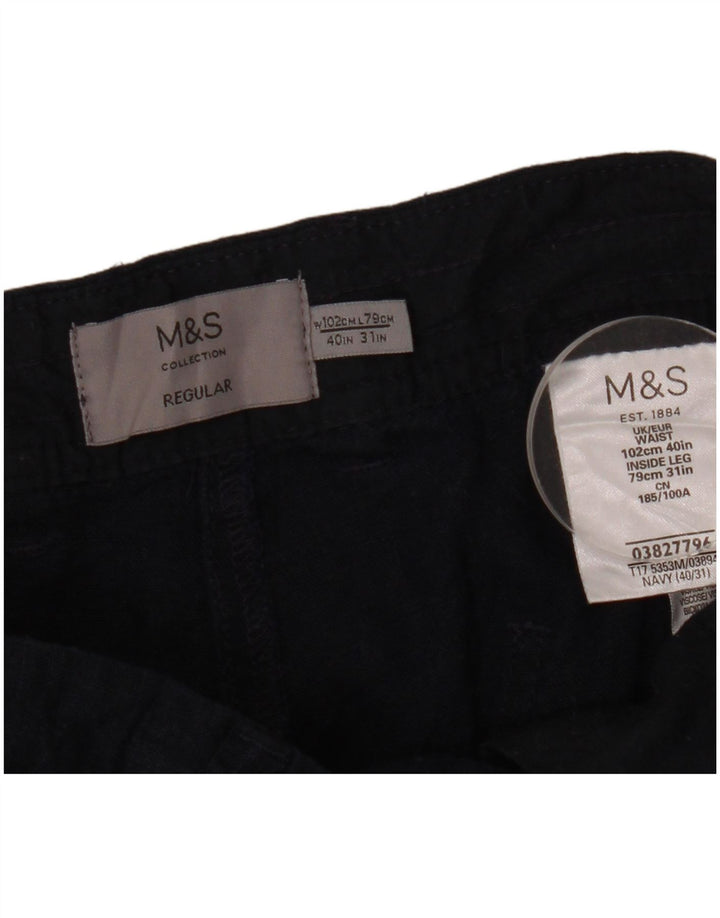 Женские зауженные брюки чиносы Marks & Spencer стандартного размера W40 L31 Темно-синие