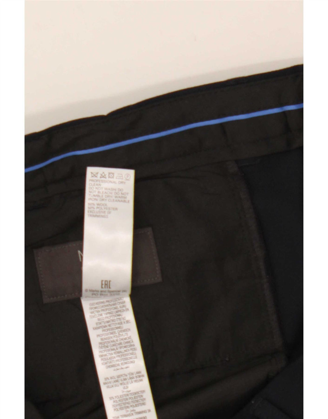 Мужские брюки стандартного костюма Marks & Spencer W36 L29 темно-синие, шерсть