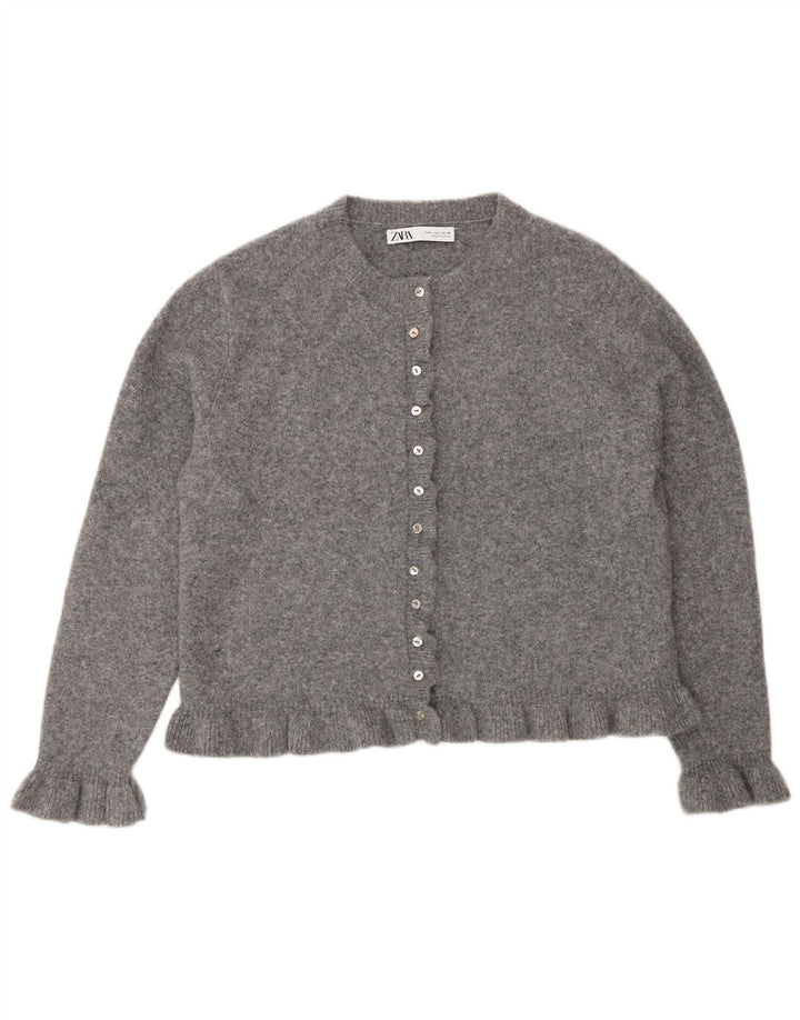Женский кардиган Zara UK 16, большой серый полиэстер