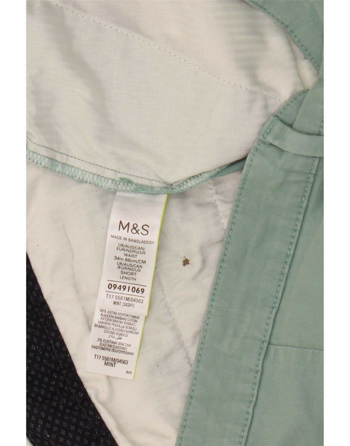 Мужские шорты чинос Marks & Spencer W34, большие зеленые, хлопковые