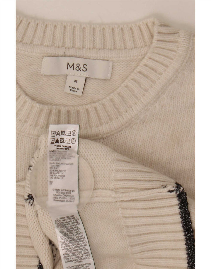 Женский джемпер с круглым вырезом Marks & Spencer UK 14, средний, белый