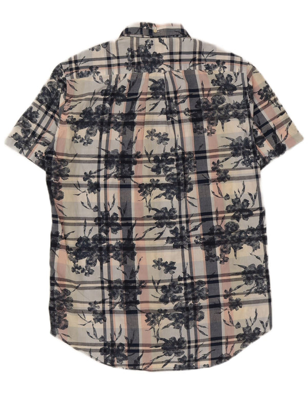 Gant Mens Short Sleeve Shirt Size 37/38 15 1/2 Medium Blue Floral Cotton