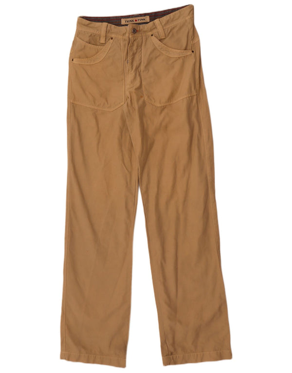 Мужские прямые повседневные брюки Think Pink IT 48 Medium W32 L34 Бежевый хлопок