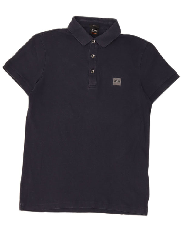 Hugo Boss Mens Slim Fit Polo Shirt Small Navy Blue Cotton
