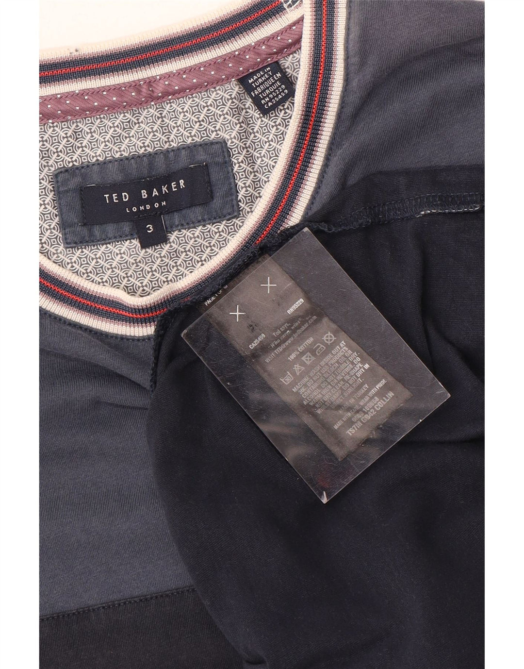 Мужская футболка Ted Baker, размер 3, средний, темно-синий, хлопок с цветными блоками