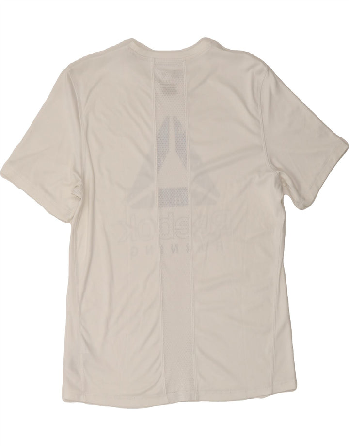 REEBOK Mens Graphic T-Shirt Top Medium White Polyester Vintage Reebok and Second-Hand Reebok from Messina Hembry 