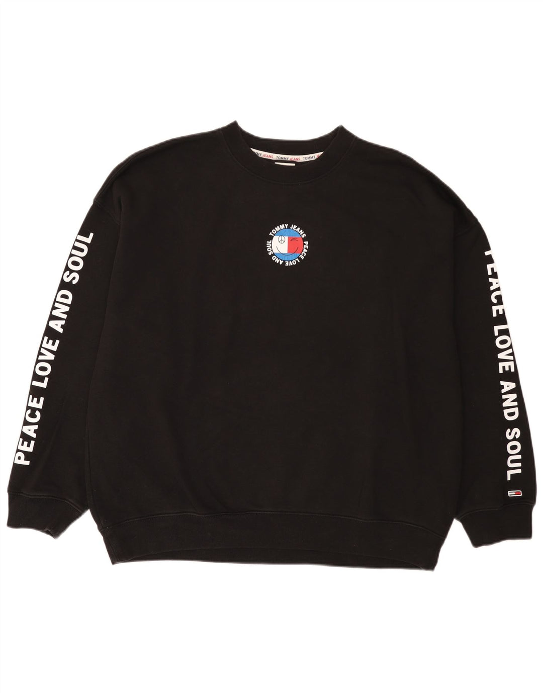 Мужской свитшот с рисунком Tommy Hilfiger, большой черный хлопковый джемпер