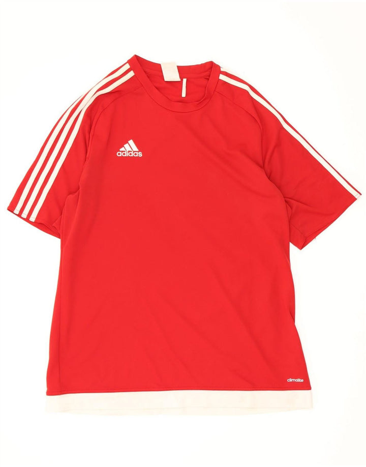 Мужская футболка Adidas Climalite, большой красный полиэстер с цветными блоками