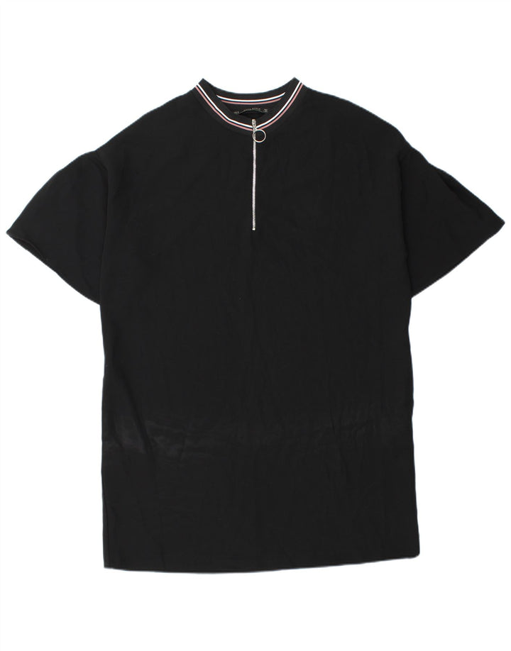 Женское платье прямого кроя Zara с воротником на молнии UK 14, средний черный полиэстер