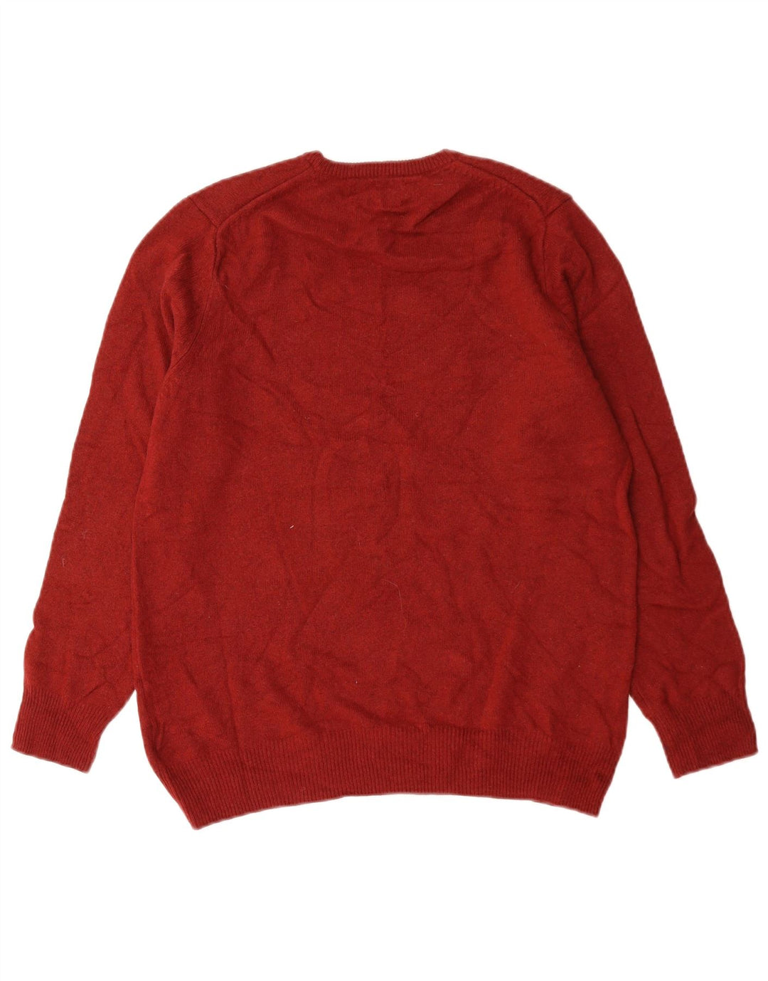 Мужской джемпер с круглым вырезом Marks & Spencer, средний красный шерстяной свитер
