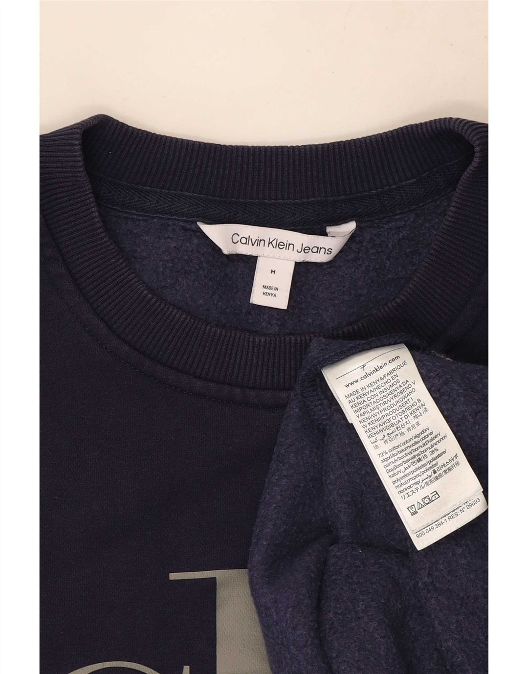 Мужской свитшот с рисунком Calvin Klein Jeans, джемпер среднего размера, темно-синий, хлопок