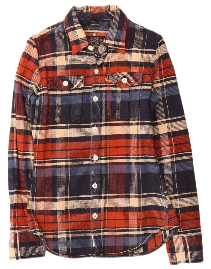 Мужская фланелевая рубашка Superdry, маленькая разноцветная клетка, хлопок