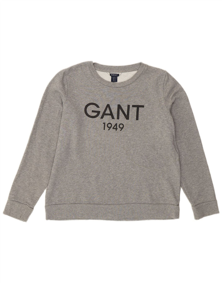 Женский свитшот с рисунком Gant UK 14, хлопковый джемпер среднего серого цвета с крапинками