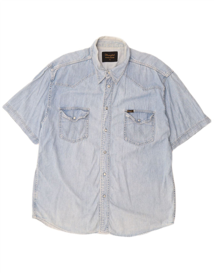 Мужская джинсовая рубашка с коротким рукавом WRANGLER 2XL синяя