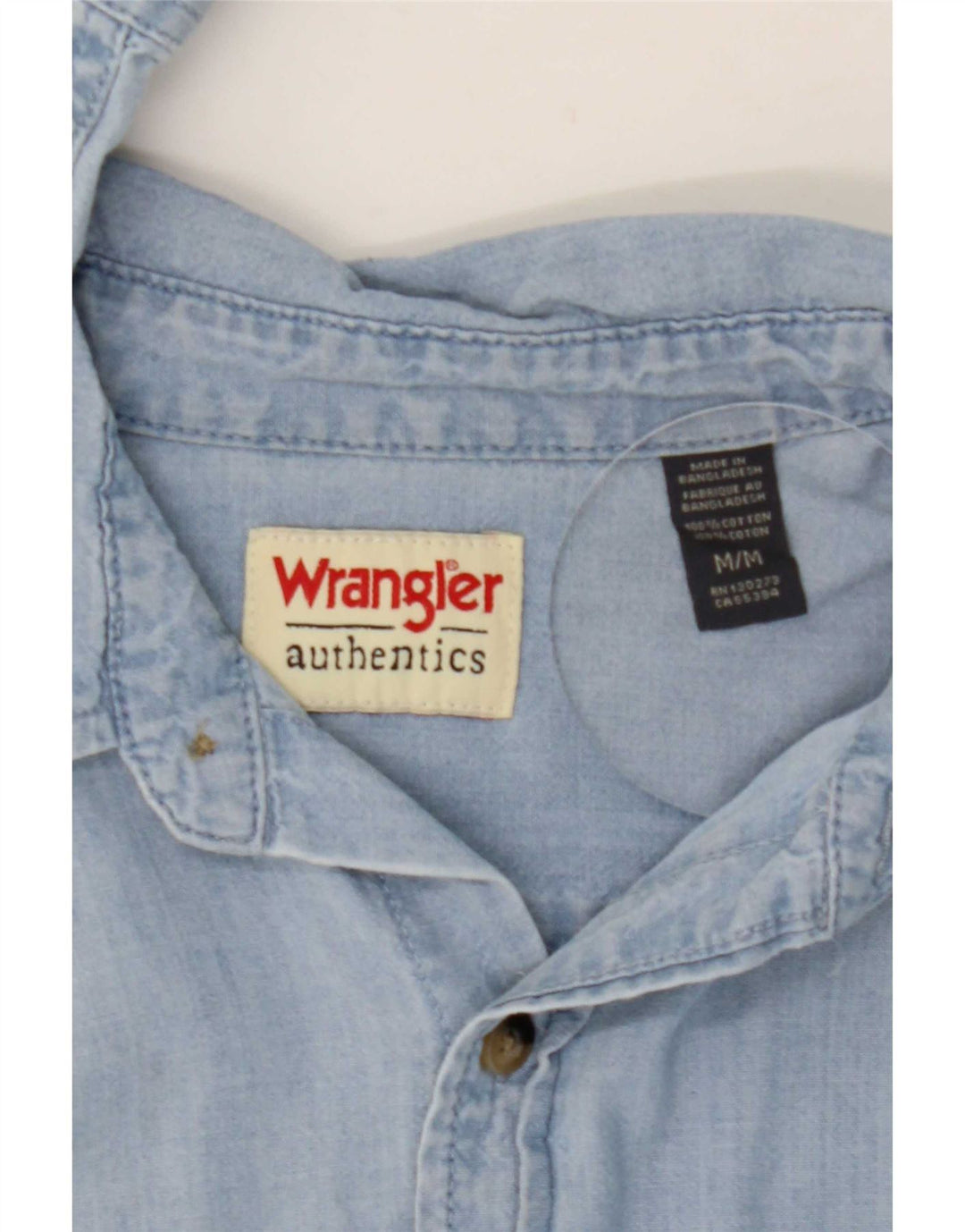 Мужская джинсовая рубашка Wrangler из хлопка среднего синего цвета