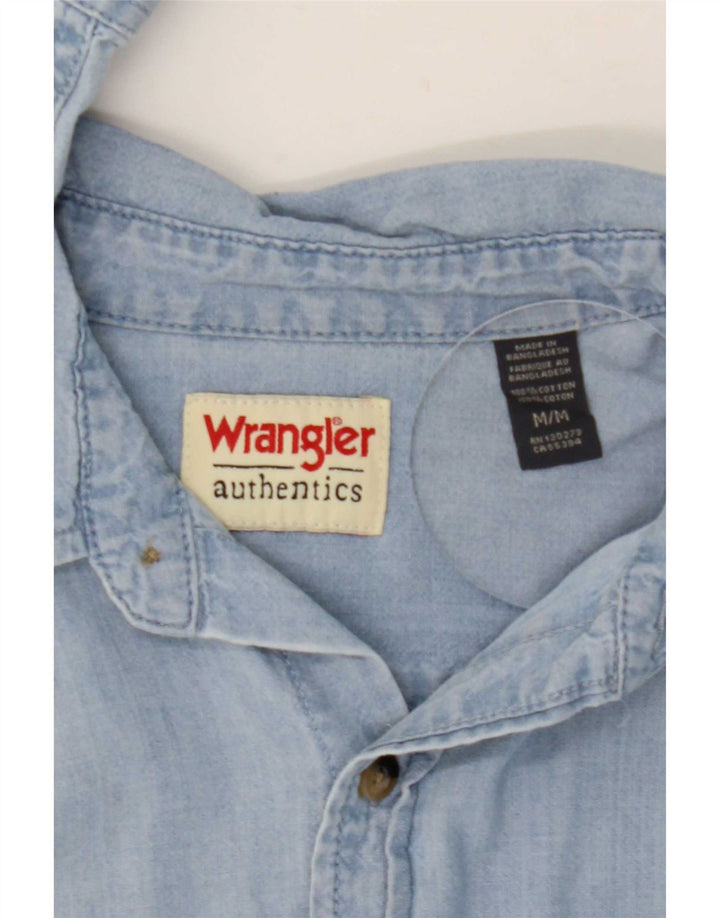 Мужская джинсовая рубашка Wrangler из хлопка среднего синего цвета