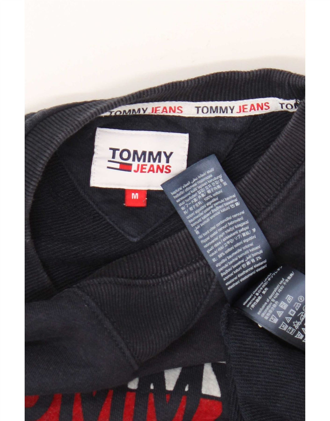 Мужской свитшот с рисунком Tommy Hilfiger, средний темно-синий хлопковый джемпер