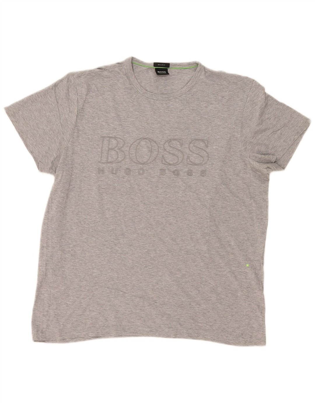 Мужская футболка обычного кроя с рисунком Hugo Boss, большой серый хлопок