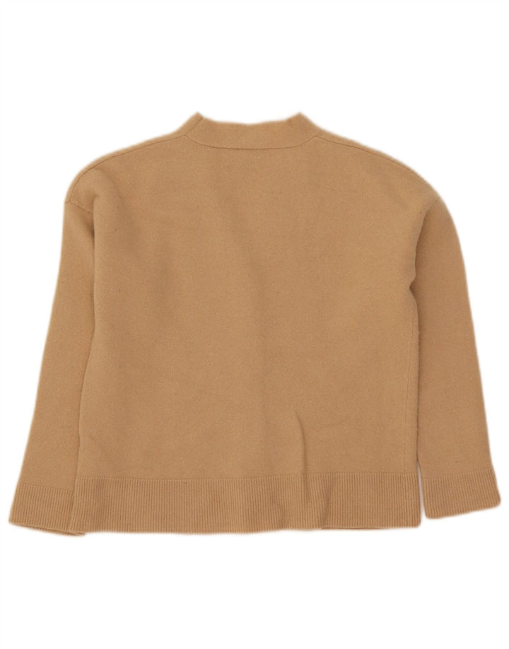 Женский укороченный кардиган Massimo Dutti UK 12, средний бежевый, шерсть