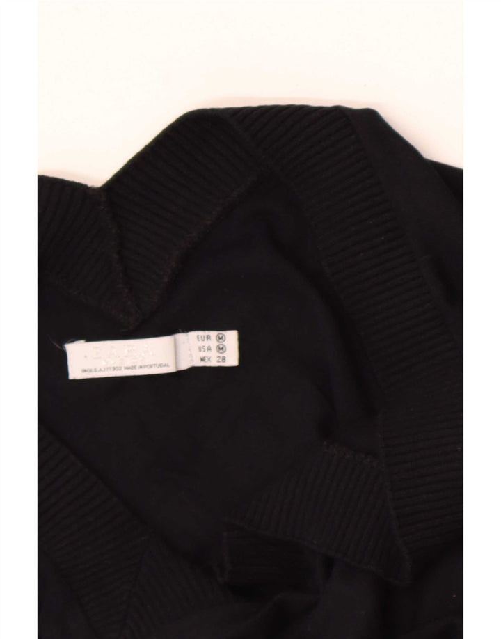 Женский джемпер с короткими рукавами и v-образным вырезом Zara UK 14, средний черный