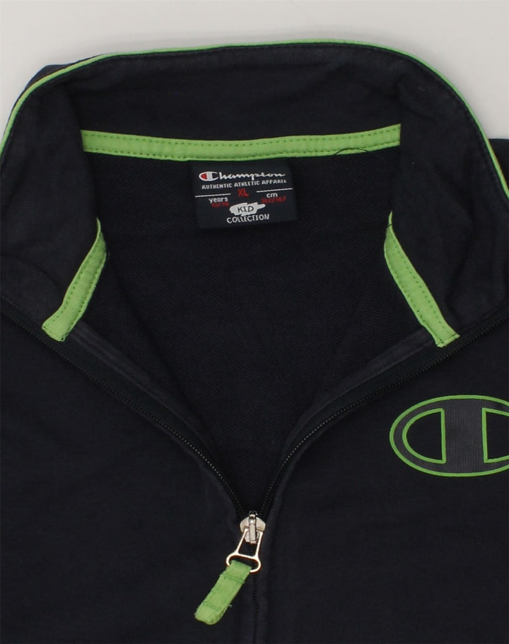 CHAMPION Boys Tracksuit Top Jacket 13-14 Years XL Blue Cotton | Vintage Champion | Thrift | Second-Hand Champion | Used Clothing | Messina Hembry 