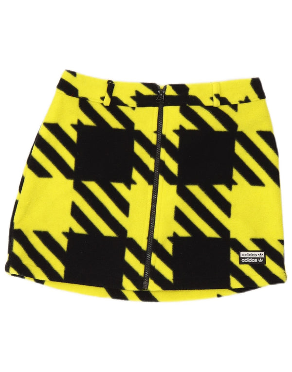 Женская мини-юбка Adidas UK 10, маленькая W27, желтая с узором «гусиные лапки»