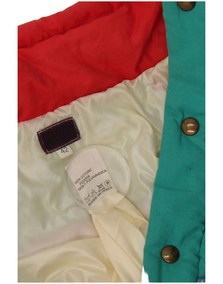 Винтажная женская утепленная куртка с капюшоном IT 42, средний разноцветный цветной блок