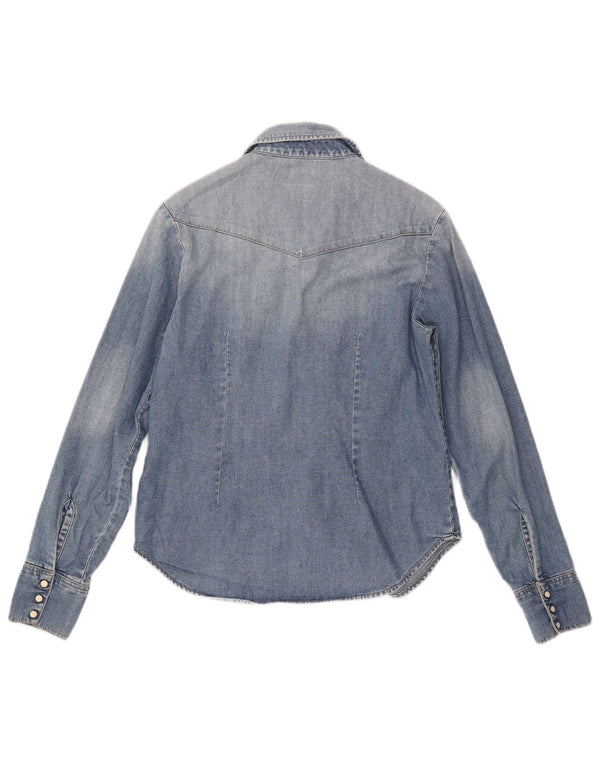 Женская джинсовая рубашка LEE из кислотной стирки, Великобритания, 10, маленькая, синяя, хлопок