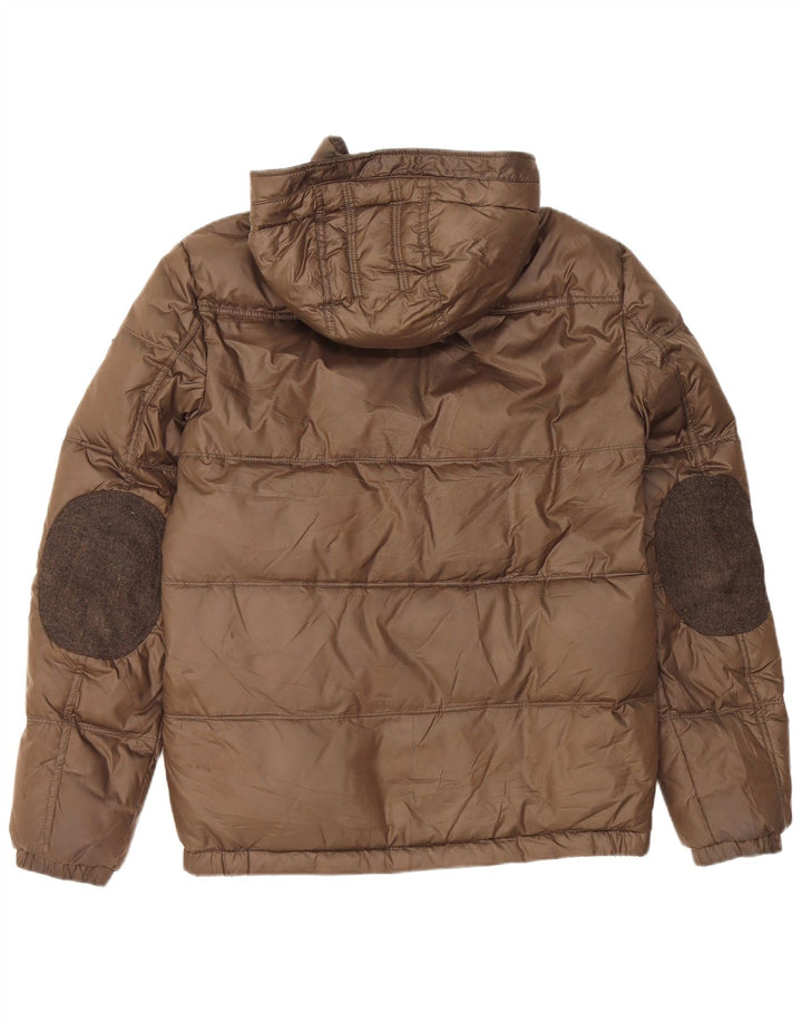 Guess Мужская утепленная куртка с капюшоном UK 34 XS Коричневый полиэстер