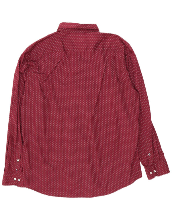 Tommy Hilfiger Мужская рубашка New York Fit 2XL Бордовый пятнистый хлопок