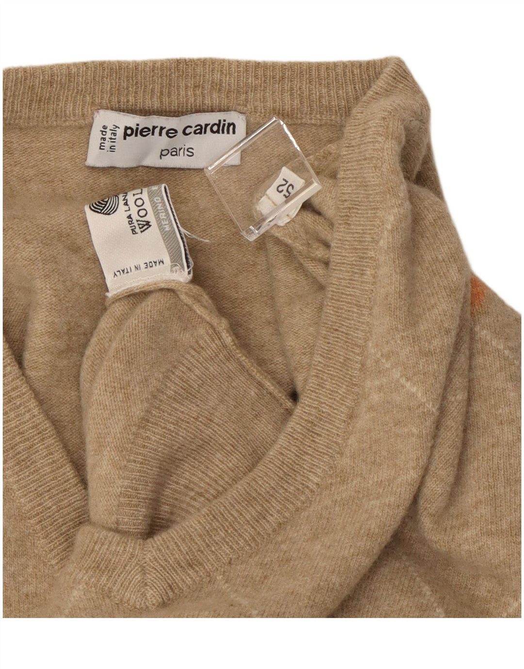 Мужской джемпер с v-образным вырезом Pierre Cardin IT 52 Большой Бежевый Argyle/Diamond