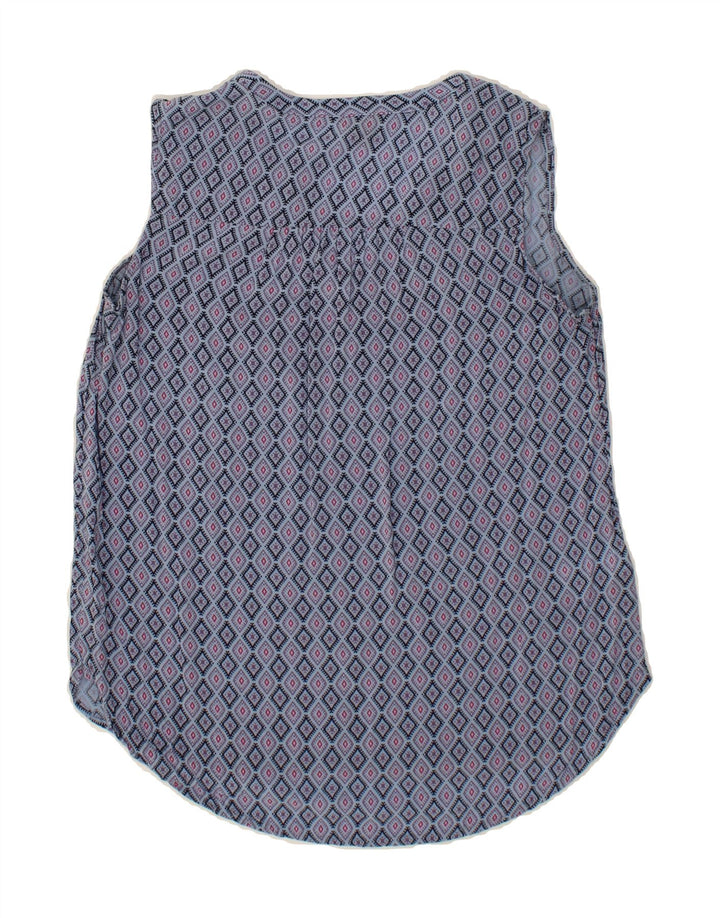 EDDIE BAUER Womens Sleeveless Blouse Top UK 10 Small Blue Argyle/Diamond Vintage Eddie Bauer and Second-Hand Eddie Bauer from Messina Hembry 